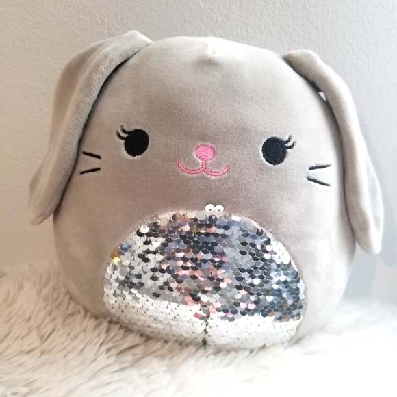 12" Squishmallow Blake Gray sequin Belly Bunny Super Soft - Picture 1 of 4